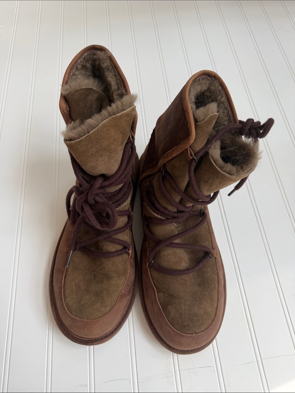 UGG Australia Men’s 1007710 Brown Shearling Lined Lace-Up Winter Boots Size 10